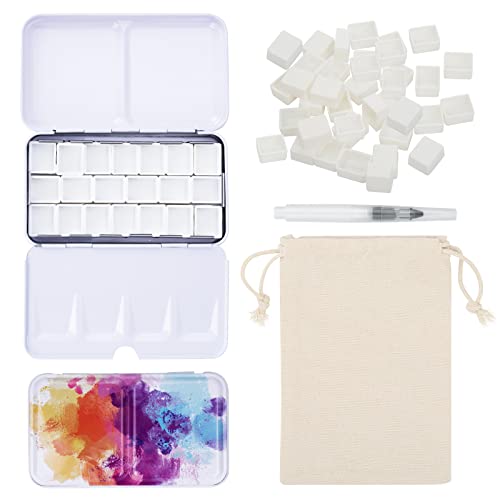 PEVART 53-teiliges Set: 1x Leere Aquarelldose Malkasten Aquarellkasten Metallbox leer Mal-Paletten, 50x Leere Aquarell Pfännchen Wannen Näpchen für Aquarellfarben, 1x Wasser-Pinsel, 1x Beutel PEVART 53-teiliges Set: 1x Leere Aquarelldose Malkasten Aquarellkasten Metallbox leer Mal-Paletten, 50x Leere Aquarell Pfännchen Wannen Näpchen für Aquarellfarben, 1x Wasser-Pinsel, 1x Beutel von PEVART