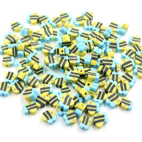 100 Stück Polymer-Ton-Perlen, gemischte Heishi-Abstandshalter-Perlen für DIY-Armbänder, Ohrringe, Halsketten, Schmuckherstellung (Biene) von PEVOGON