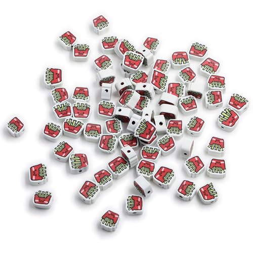100 Stück Polymer-Ton-Perlen, gemischte Heishi-Abstandshalter-Perlen für DIY-Armbänder, Ohrringe, Halsketten, Schmuckherstellung (Pommes Frites) von PEVOGON