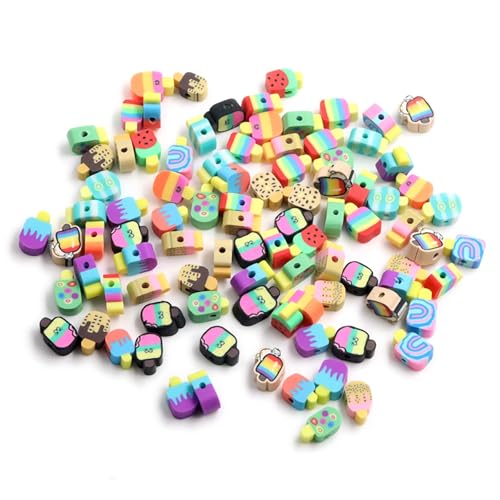 100 Stück Popsicle Polymer Clay Perlen Cartoon Heishi Spacer Perlen Zubehör für DIY Armband Ohrringe Halskette Schmuckherstellung von PEVOGON