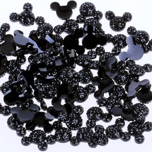 240 Stück Harz-Perlen mit flacher Rückseite und Strasssteinen für Scrapbooking, Basteln, Haar-Accessoires, schwarz von PEVOGON