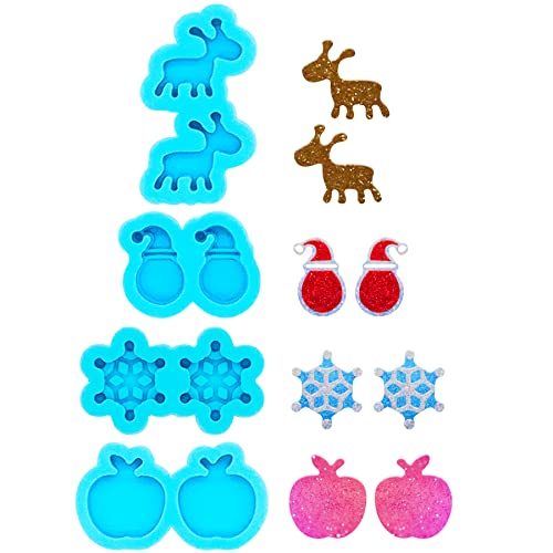 4 Paar Weihnachts-Ohrstecker, Silikonharz-Form für DIY-Frauen, Ohrringe, Schmuck, Kunstharz, Basteln 4 Paar Weihnachts-Ohrstecker, Silikonharz-Form für DIY-Frauen, Ohrringe, Schmuck, Kunstharz, Basteln von PEVOGON