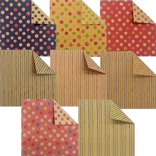Buntes Origami Faltpapier Faltblätter - 80 Blatt Zweiseitig/Buntpapierset 15 x 15 cm Punkte & Rand Farbiges Papier quadratisch Faltpapiere für DIY Kunst und Bastelprojekte von PEZEEU
