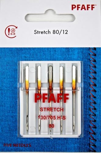 PFAFF 5 Nähmaschinennadeln 130/705H Stretch Stärke 80 für elastische Stoffe z.B. Jersey PFAFF 5 Nähmaschinennadeln 130/705H Stretch Stärke 80 für elastische Stoffe z.B. Jersey von PFAFF