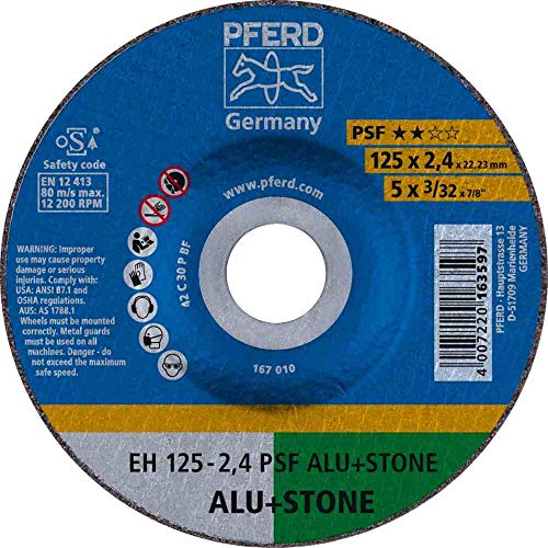 PFERD 163597 Trennscheiben, Universal Linie, PSF Aluminium/Stone, Gekröpfte Ausführung EH, 22.23mm Bohrungs Ø, 2.4mm x 125mm, 25 Stück PFERD 163597 Trennscheiben, Universal Linie, PSF Aluminium/Stone, Gekröpfte Ausführung EH, 22.23mm Bohrungs Ø, 2.4mm x 125mm, 25 Stück von PFERD