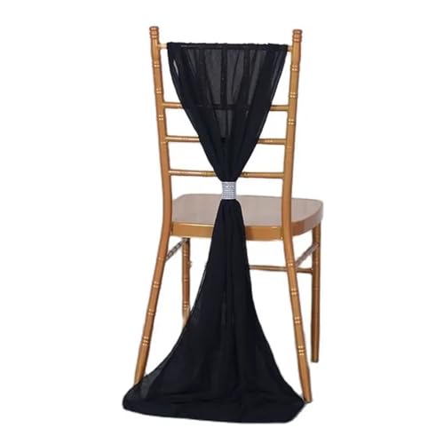 Stuhl Schärpen 10 stücke Chiffon Stuhl Gürtel Bogen Band Knoten Set Stuhl Zurück Riemen Dekoration Bankett Rustikale Hochzeit Party-Event Dekoration(Black) von PFIOEUL