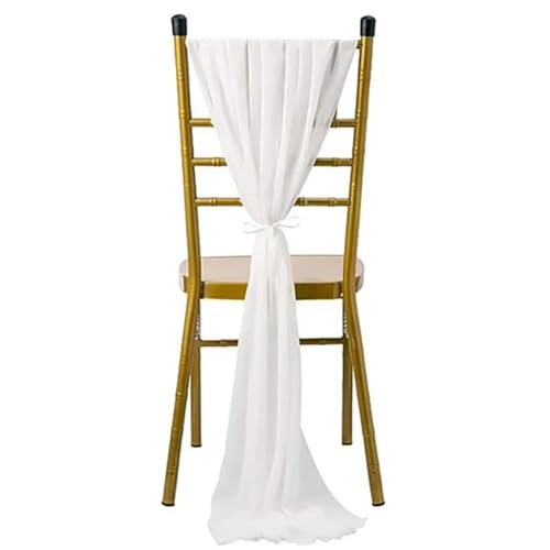 Stuhl Schärpen 10 stücke Chiffon Stuhl Gürtel Bogen Band Knoten Set Stuhl Zurück Riemen Dekoration Bankett Rustikale Hochzeit Party-Event Dekoration(White) von PFIOEUL