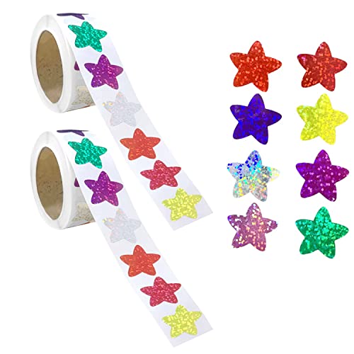 1000 Stück blinkende Sterne Aufkleber 2,5 cm Sterne Aufkleber Belohnungsaufkleber Lehrer Motivationsaufkleber Kinder (8 Farben) von PFLYPF