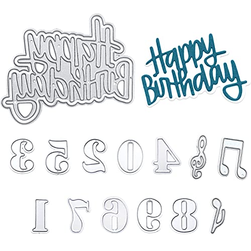 12 Stück Metall-Stanzformen, Happy Birthday-Stanzformen, Brief-Metall-Stanzformen, Hinweis-Stanzformen, DIY-Stanzformen für Papierkarten, Scrapbook-Dekoration 12 Stück Metall-Stanzformen, Happy Birthday-Stanzformen, Brief-Metall-Stanzformen, Hinweis-Stanzformen, DIY-Stanzformen für Papierkarten, Scrapbook-Dekoration von PFLYPF