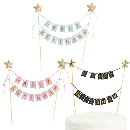 3 Stück Geburtstagstortenaufsätze, Torteneinsätze mit Ziehflagge, Geburtstagsflaggendekorationen, Kuchenpartydekorationen für Geburtstage, Hochzeiten, Partydekorationen für Kuchen und Desserts 3 Stück Geburtstagstortenaufsätze, Torteneinsätze mit Ziehflagge, Geburtstagsflaggendekorationen, Kuchenpartydekorationen für Geburtstage, Hochzeiten, Partydekorationen für Kuchen und Desserts von PFLYPF
