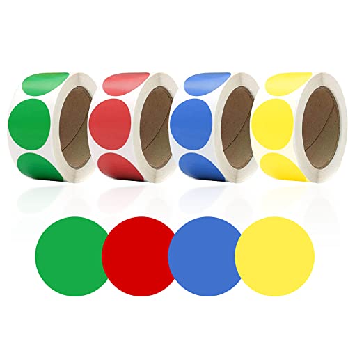 Bunte Punkteaufkleber, kleine runde Aufkleber, 25 mm, Geschenktütenetiketten für DIY Desktop Scrapbook 500 Stück pro Rolle, mehrfarbig (rot, gelb, grün, blau) von PFLYPF