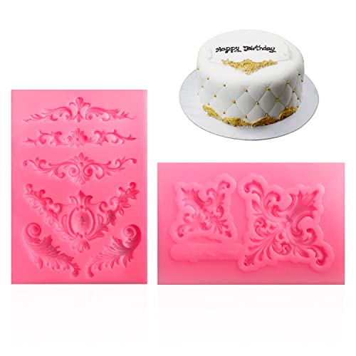 PFLYPF 2 Stück Prägeformen, Fondant-Kuchen, europäischer Vintage, Prägedekoration, flüssige Silikonform, Schokoladen-Backdekoration PFLYPF 2 Stück Prägeformen, Fondant-Kuchen, europäischer Vintage, Prägedekoration, flüssige Silikonform, Schokoladen-Backdekoration von PFLYPF