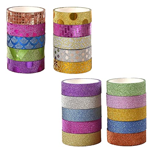 PFLYPF 20 stück Washi Tape Set, Glitzer Washi Tape, funkelndes Klebeband, Abdeckband für Heimwerker, Partydekoration, Sammelalbum, Geschenkdekoration von PFLYPF