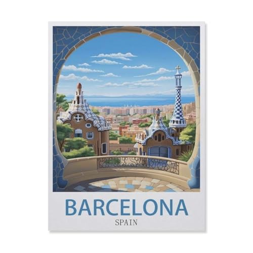 Diamond Painting，Barcelona, Spanien, Landschaft，DIY 5d Diamant Painting Bilder, Diamant malerei Kits Malen nach Zahlen Wohnzimmer Bilder für die Inneneinrichtung(50 x 60 cm/19.68 x 23.62 Zoll)-DT89 von PGCKSK