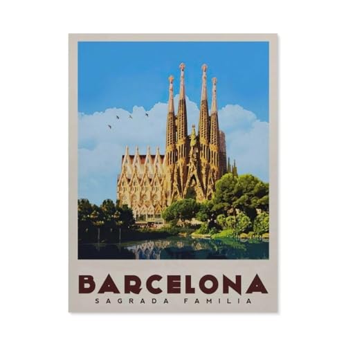 Diamond Painting，Barcelona La Sagrada Familia Vintage-Reiseposter，DIY 5d Diamant Painting Bilder, Diamant malerei Kits Malen nach Zahlen Wohnzimmer Bilder für die Inneneinrichtung(40 x 50 cm)-AS69 von PGCKSK
