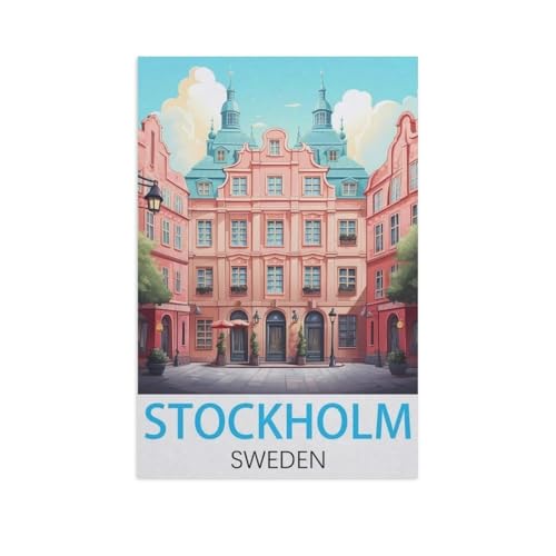 PGCKSK 3D DIY Diamond Painting Set，Stockholm Schweden，Runder Diamant-Kreuzstich, handgestickte Familie Wanddekoration Malerei（30 x 40 cm/11.81 x 15.74 Zoll）-FP90 von PGCKSK