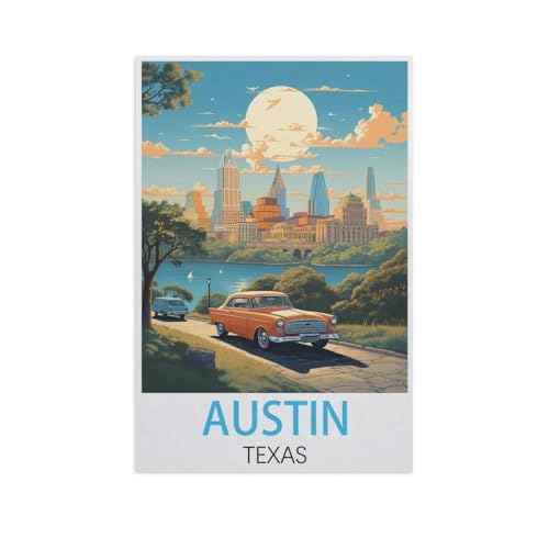 PGCKSK 5D DIY Diamantmalerei Kit，Austin, Texas，Kristallmosaik Vollbohrer Round Diamantmalerei Stickerei Zubehör（30 x 40 cm/11.81 x 15.74 Zoll）-FP9 von PGCKSK