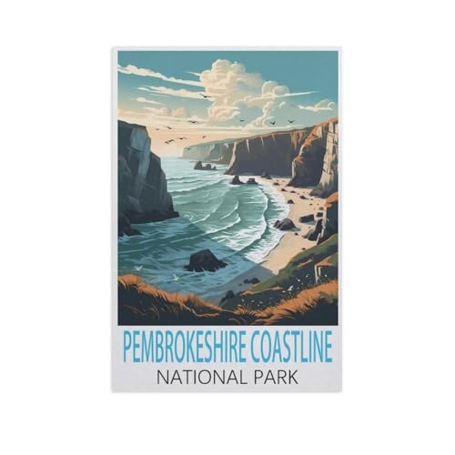 PGCKSK 5D DIY Diamantmalerei Kit，Pembrokeshire Küstenlinie Nationalpark，Kristallmosaik Vollbohrer Round Diamantmalerei Stickerei Zubehör（50 x 60 cm/19.68 x 23.62 Zoll）-FP69 von PGCKSK