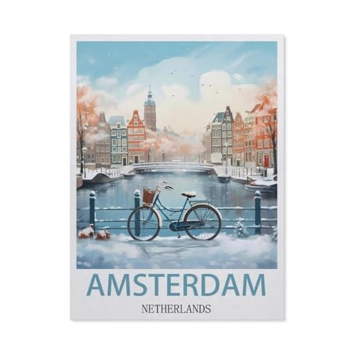 PGCKSK 5D DIY Diamond Painting Kit，Amsterdam, Niederlande，Mosaik, Diamantmalerei für Erwachsene, Round Diamond Picture Home Art（30 x 40 cm/11.81 x 15.74 Zoll）-EO66 von PGCKSK