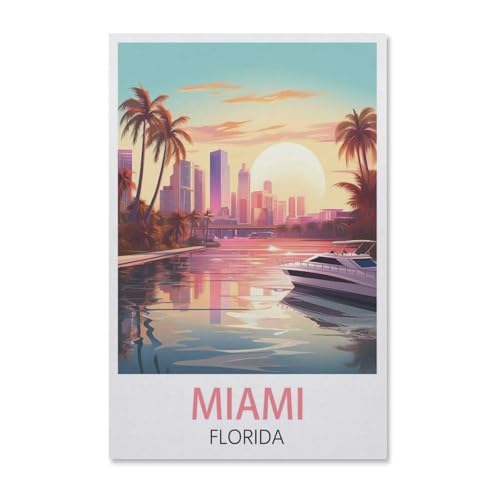 PGCKSK 5D DIY Diamond Painting Set，Miami Florida，Runder Diamant Kreuzstich, Mosaik Raumdekoration Malerei(50x60cm)-AA31 von PGCKSK