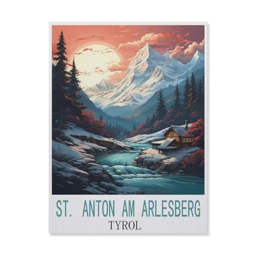 PGCKSK 5D DIY Diamond Painting Set，St. Anton am Arlberg, Tirol，Runder Diamant Kreuzstich, Mosaik Raumdekoration Malerei（30 x 40 cm/11.81 x 15.74 Zoll）-FL47 von PGCKSK