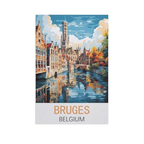 PGCKSK 5D Diamond Painting，Brügge, Belgien，DIY-Stickerei, runder Diamant-Kreuzstich, Heimdekoration（40 x 50 cm/15.74 x 19.68 Zoll）-FO2 von PGCKSK