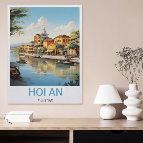 PGCKSK 5D Diamond Painting，Hoi An, Vietnam，DIY-Stickerei, runder Diamant-Kreuzstich, Heimdekoration（50 x 60 cm/19.68 x 23.62 Zoll）-DJ51 von PGCKSK