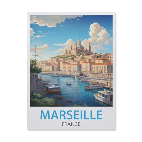 PGCKSK 5D Diamond Painting，Marseille, Frankreich，DIY-Stickerei, runder Diamant-Kreuzstich, Heimdekoration(40 x 50 cm/15.74 x 19.68 Zoll)-DS11 von PGCKSK