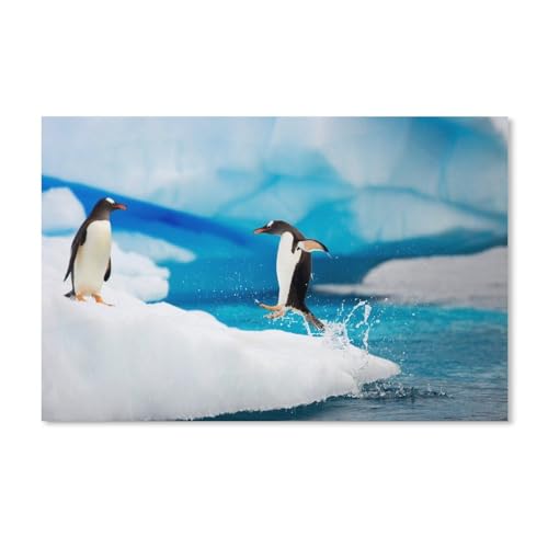 PGCKSK 5D Diamond Painting Vollbohrer，2 Pinguine auf Eis，Kristall Strass Stickerei Bilder Kunsthandwerk für Zuhause Wanddekoration Geschenk（30x40cm）-C71 von PGCKSK