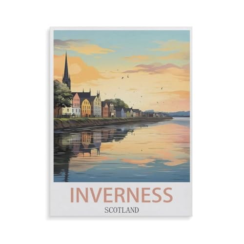 PGCKSK 5D diy Diamond Painting，Inverness Schottland Vintage-Reiseposter，Full Round Diamantstickerei Mosaik Kreuzstichmuster Perlenstickerei Home Deco（40 x 50 cm/15.74 x 19.68 Zoll）-AF37 von PGCKSK