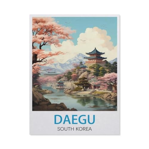 PGCKSK DIY 5D Diamond Painting，Daegu Südkorea-Vintage-Reiseposter，Round Diamond Cross Stitch, Used for Room Decoration(40 x 50 cm/15.74 x 19.68 Zoll)-AQ24 von PGCKSK