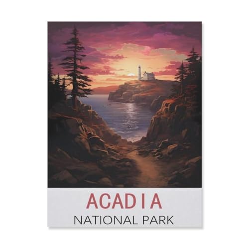 PGCKSK DIY 5D Diamond Painting Cross Stitch，Acadia Nationalpark，Round Drill Arts Diamond Embroidery Rhinestones Painting Beadwork（30 x 40 cm/11.81 x 15.74 Zoll）-FL1 von PGCKSK