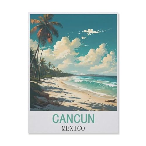PGCKSK DIY 5D Diamond Painting Cross Stitch，Cancun Mexiko，Round Drill Arts Diamond Embroidery Rhinestones Painting Beadwork（50 x 60 cm/19.68 x 23.62 Zoll）-FK21 von PGCKSK