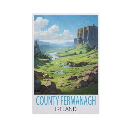 PGCKSK DIY 5D Diamond Painting Cross Stitch，County Fermanagh Irland，Round Drill Arts Diamond Embroidery Rhinestones Painting Beadwork（50 x 60 cm/19.68 x 23.62 Zoll）-FQ1 von PGCKSK