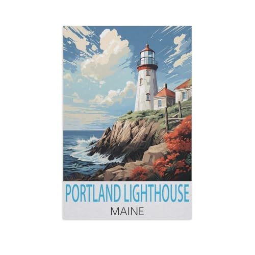 PGCKSK DIY 5D Diamond Painting Cross Stitch，Portland Lighthouse, Maine，Round Drill Arts Diamond Embroidery Rhinestones Painting Beadwork（30 x 40 cm/11.81 x 15.74 Zoll）-FP1 von PGCKSK
