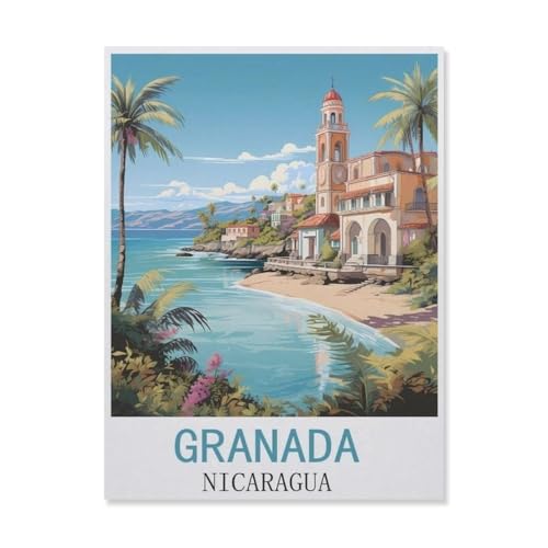 PGCKSK DIY 5d Diamantmalerei，Granada, Nicaragua，Kreuzstich Volldiamant Kristall Strass Stickerei Bild Handwerk Handwerk Wanddekoration Geschenk（30 x 40 cm/11.81 x 15.74 Zoll）-FL38 von PGCKSK