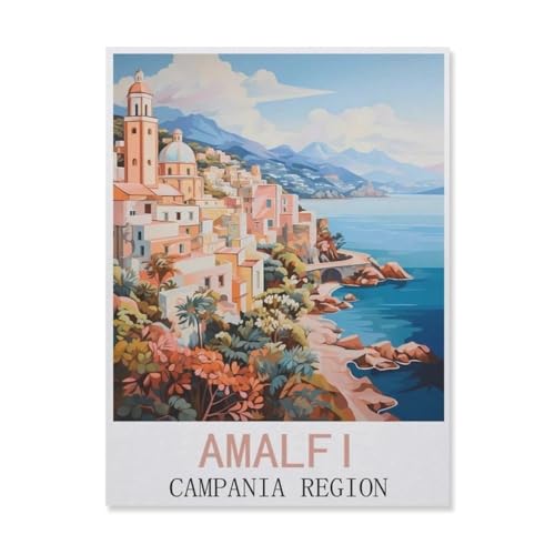 PGCKSK DIY 5d Diamond Malerei Kits für Erwachsene Kinder，Amalfi, Campanien-Region，Vollrunde Diamond Stickkits Cross -Stitch Kristall Strassbilder Kunsthandwerk Home Wall Decoration（40 x 50 cm）-FK56 von PGCKSK