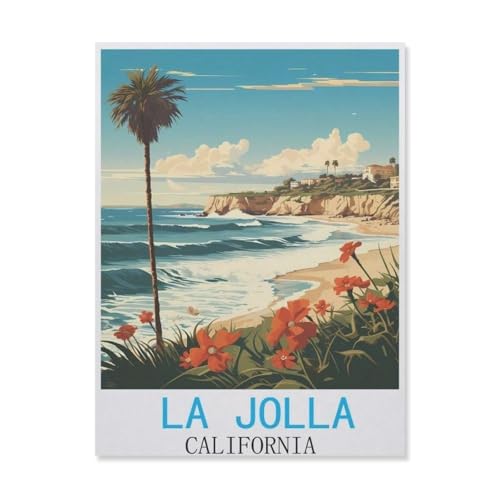 PGCKSK DIY Diamond Painting Set，La Jolla, Kalifornien，Diamantmalerei, handgemachte Stickerei Geschenke für Erwachsene/Kinder（50 x 60 cm/19.68 x 23.62 Zoll）-FL91 von PGCKSK