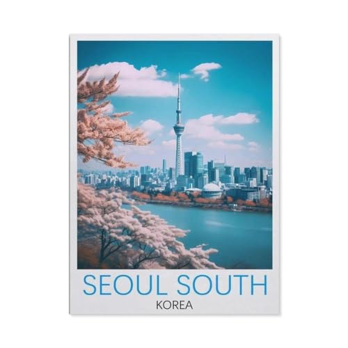 PGCKSK DIY Diamond Painting Set,Seoul Vintage-Reiseposter, Südkorea,Diamantmalerei, handgemachte Stickerei Geschenke für Erwachsene/Kinder(30 x 40 cm/11.81 x 15.74 Zoll)-AK38 von PGCKSK