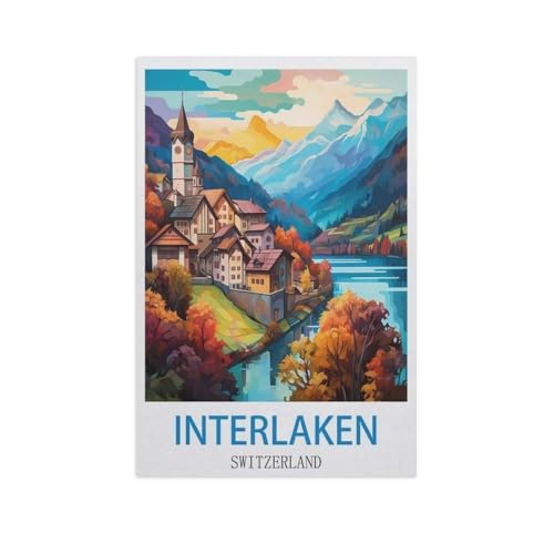 PGCKSK Diamond 5D DIY Diamond Painting，Interlaken, der Schweiz，3D-Stickerei Kreuzstich-Mosaik-Malerei-Dekor（30 x 40 cm/11.81 x 15.74 Zoll）-GE99 von PGCKSK