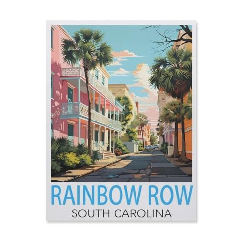 PGCKSK Diamond 5D DIY Diamond Painting，Rainbow Row, South Carolina，3D-Stickerei Kreuzstich-Mosaik-Malerei-Dekor（50 x 60 cm/19.68 x 23.62 Zoll）-FM79 von PGCKSK
