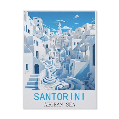 PGCKSK Diamond 5D DIY Diamond Painting，Santorin, Ägäis，3D-Stickerei Kreuzstich-Mosaik-Malerei-Dekor（40 x 50 cm/15.74 x 19.68 Zoll）-FK59 von PGCKSK