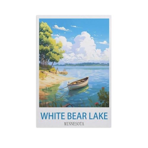 PGCKSK Diamond 5D DIY Diamond Painting，White Bear Lake, Minnesota，3D-Stickerei Kreuzstich-Mosaik-Malerei-Dekor（50 x 60 cm/19.68 x 23.62 Zoll）-GD99 von PGCKSK