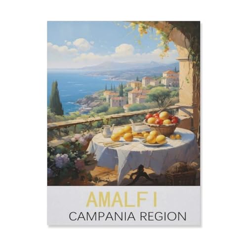 PGCKSK Diamond Painting，Amalfi, Campanien-Region，DIY 5d Diamant Painting Bilder, Diamant malerei Kits Malen nach Zahlen Wohnzimmer Bilder für die Inneneinrichtung（50 x 60 cm/19.68 x 23.62 Zoll）-FK80 von PGCKSK