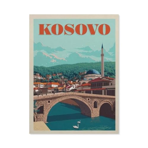 PGCKSK Diamond Painting，Kosovo – Europa-Poster，DIY 5d Diamant Painting Bilder, Diamant malerei Kits Malen nach Zahlen Wohnzimmer Bilder für die Inneneinrichtung（40 x 50 cm/15.74 x 19.68 Zoll）-BL89 von PGCKSK