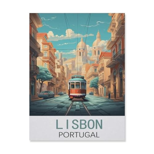 PGCKSK Diamond Painting，Lissabon Portugal，Diamant Malerei Kunst Stickerei Kreuzstich Bilder Geschenk Wanddekoration（50 x 60 cm/19.68 x 23.62 Zoll）-FJ93 von PGCKSK
