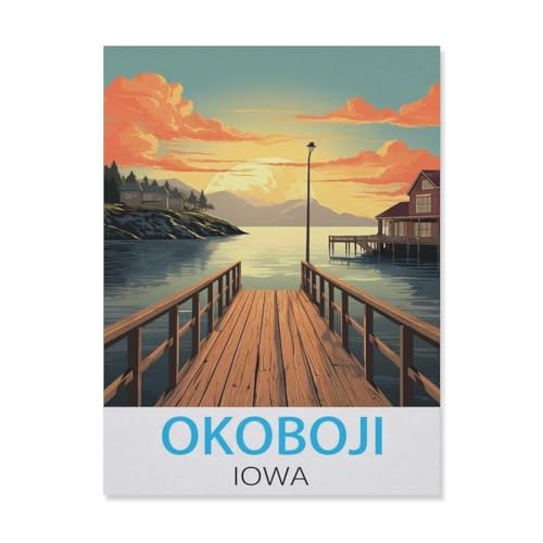 PGCKSK Diamond Painting，Okoboji Iowa，Crystal Embroidery Beads 5D Full Round Cross Stitch Kit Handwork Mosaic（50 x 60 cm/19.68 x 23.62 Zoll）-FK14 von PGCKSK