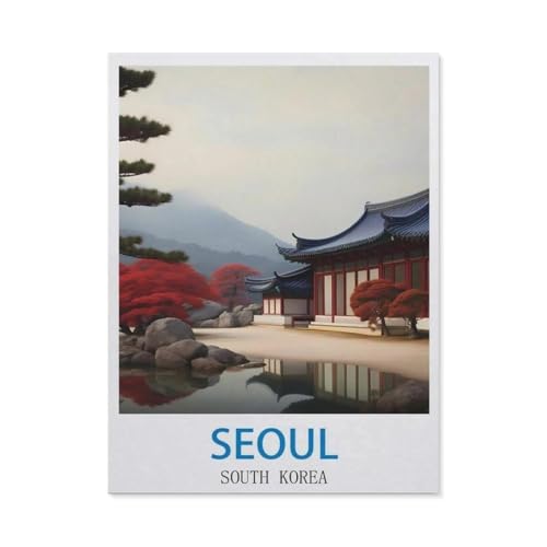 PGCKSK Diamond Painting,Seoul Vintage-Reiseposter, Südkorea,Diamant Malerei Kunst Stickerei Kreuzstich Bilder Geschenk Wanddekoration(50 x 60 cm/19.68 x 23.62 Zoll)-AK60 von PGCKSK