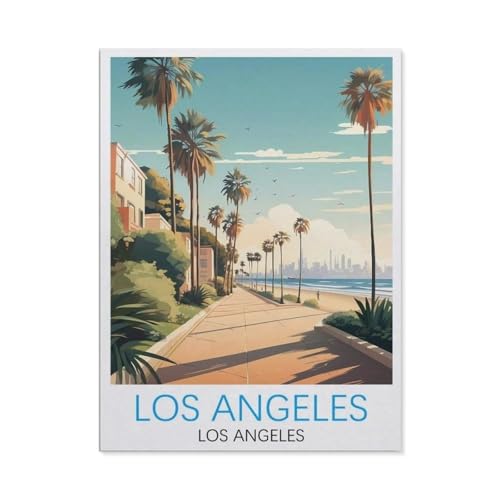 PGCKSK Diamond Painting,Venice Beach Los Angeles Vintage-Reiseposter,Diamant Malerei Kunst Stickerei Kreuzstich Bilder Geschenk Wanddekoration(30 x 40 cm/11.81 x 15.74 Zoll)-AK40 von PGCKSK