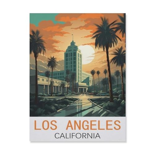 PGCKSK Full Round Drill 5d DIY Diamond Painting，Los Angeles Kalifornien，Diamond Embroidery Wall Home Decoration Kids Gift（50 x 60 cm/19.68 x 23.62 Zoll）-FK3 von PGCKSK